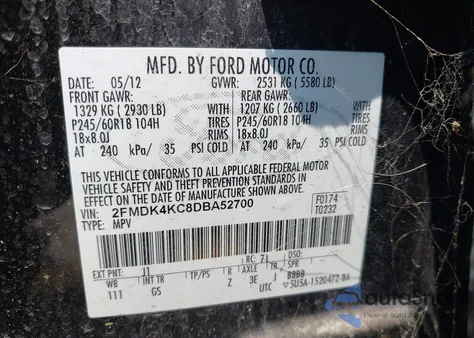 2013 Ford Edge Limited z USA, uszkodzony, nr VIN 2FMDK4KC8DBA52700